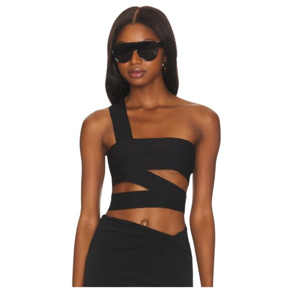 Gauge81 Black Asymmetric Crop Top - Picture 3 of 8